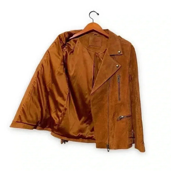 BLANK NYC Suede Leather Moto Jacket in El Dorado Brown Size Small - Picture 6 of 9